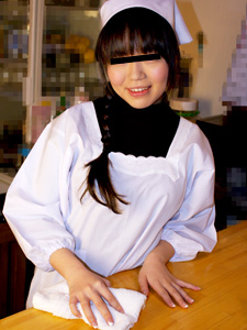 Amateur work: The restaurant's poster girl has a dynamite F-cup body and wears an apron! (10Musume-021925_01) sample image 3